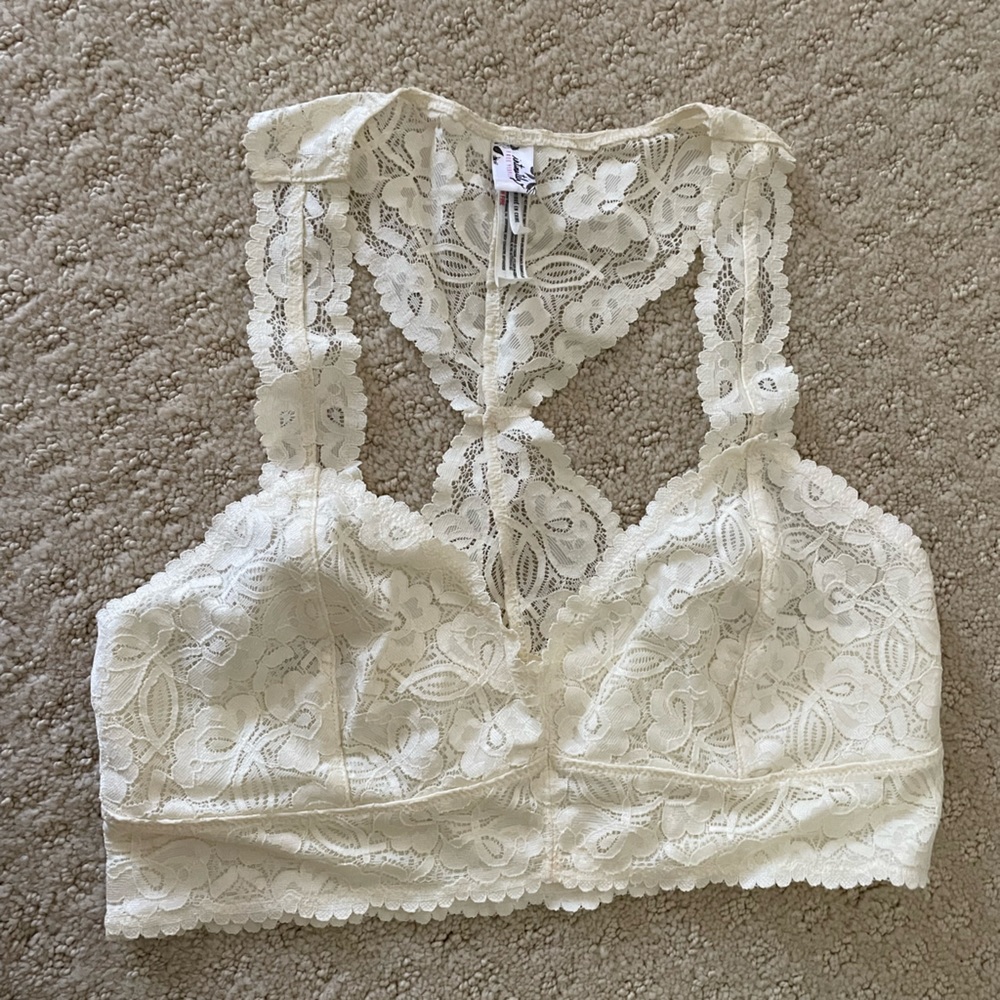 Free People off white racer back bralette